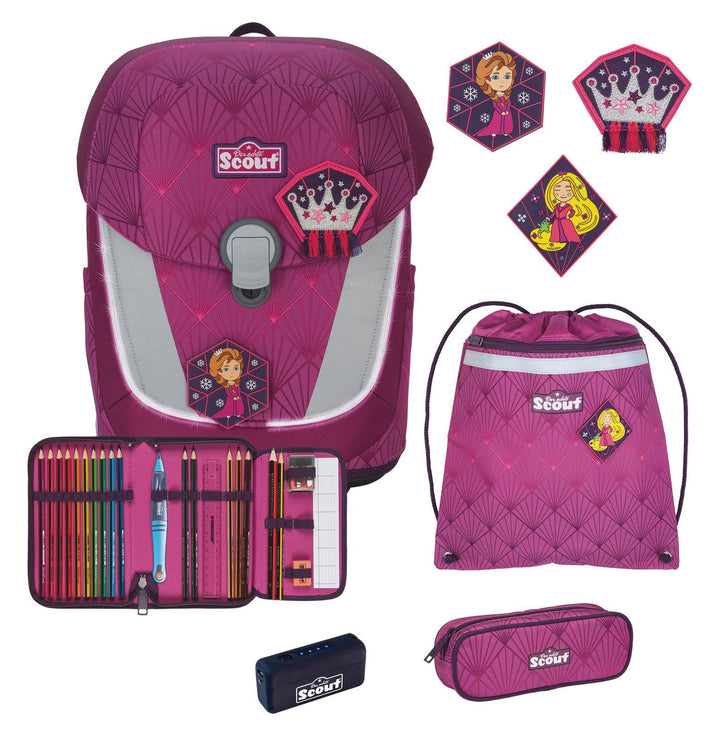 Scout Sunny II Schulranzen-Set 5-tlg. Exklusiv Safety Light Diamond Princess 2023
