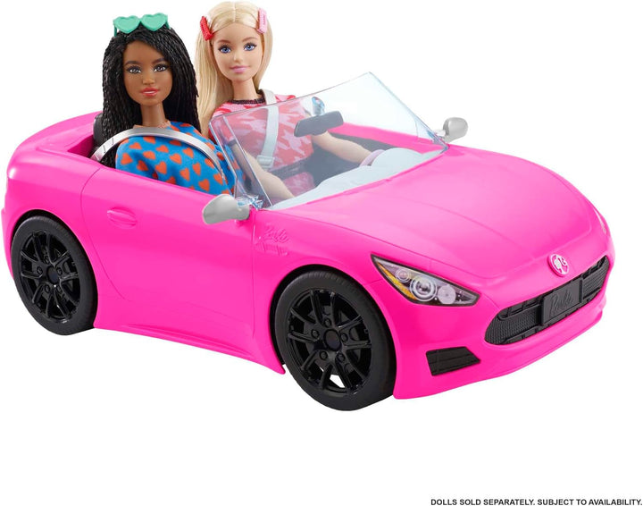 Barbie HBT92 - Cabrio-Fahrzeug, pink mit rollenden Rädern und realistischen Details, 2-Sitzer, Spiel