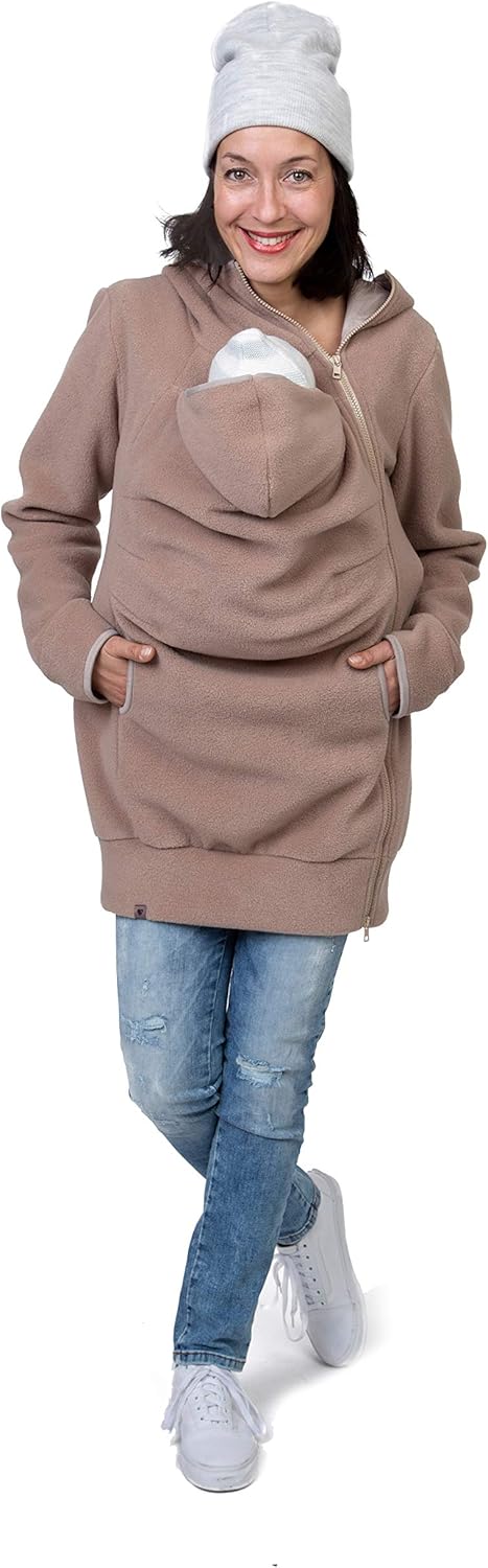Viva la Mama Kängurujacke, Tragejacke für Baby aus Fleece - AHOI M Beige, M Beige