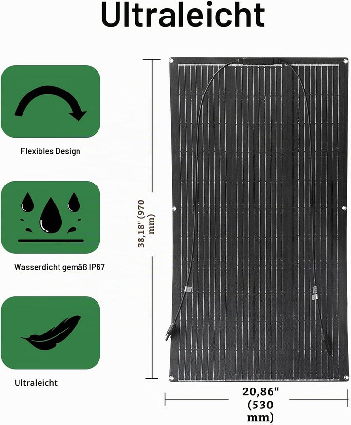 200W Kit etfe Flexible Solarpanel 2 * 100W 18V mit 20A Laderegler Hocheffizient Monokristalline Sola