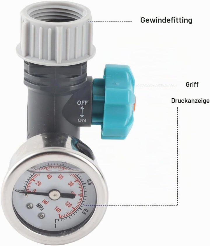 AYNEFY Wasserdruckventil, G3/4 Zoll, verstellbares Wasserdruckregelventil mit Manometer, Gewächshaus