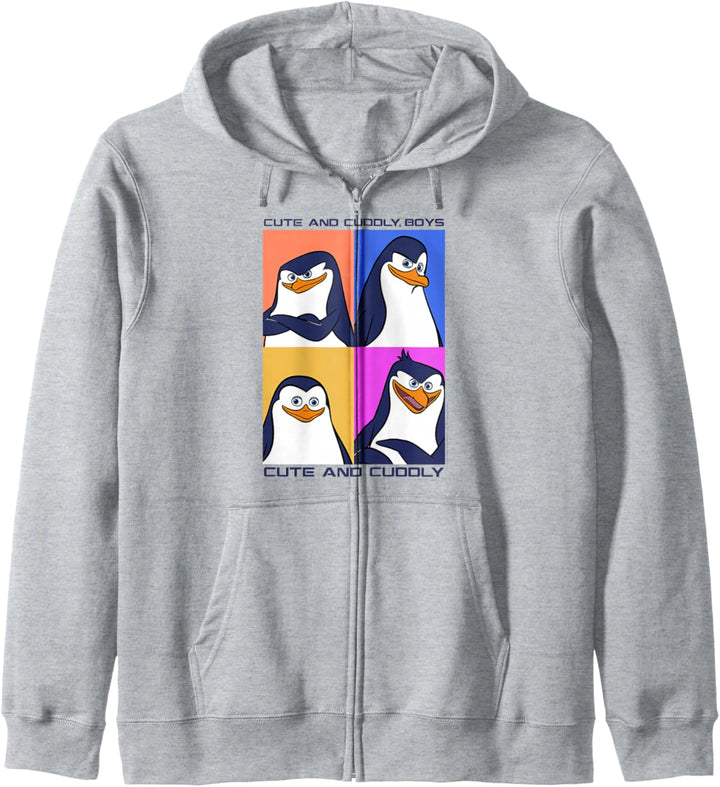 Madagascar Penguins Cute And Cuddly Text Poster Kapuzenjacke