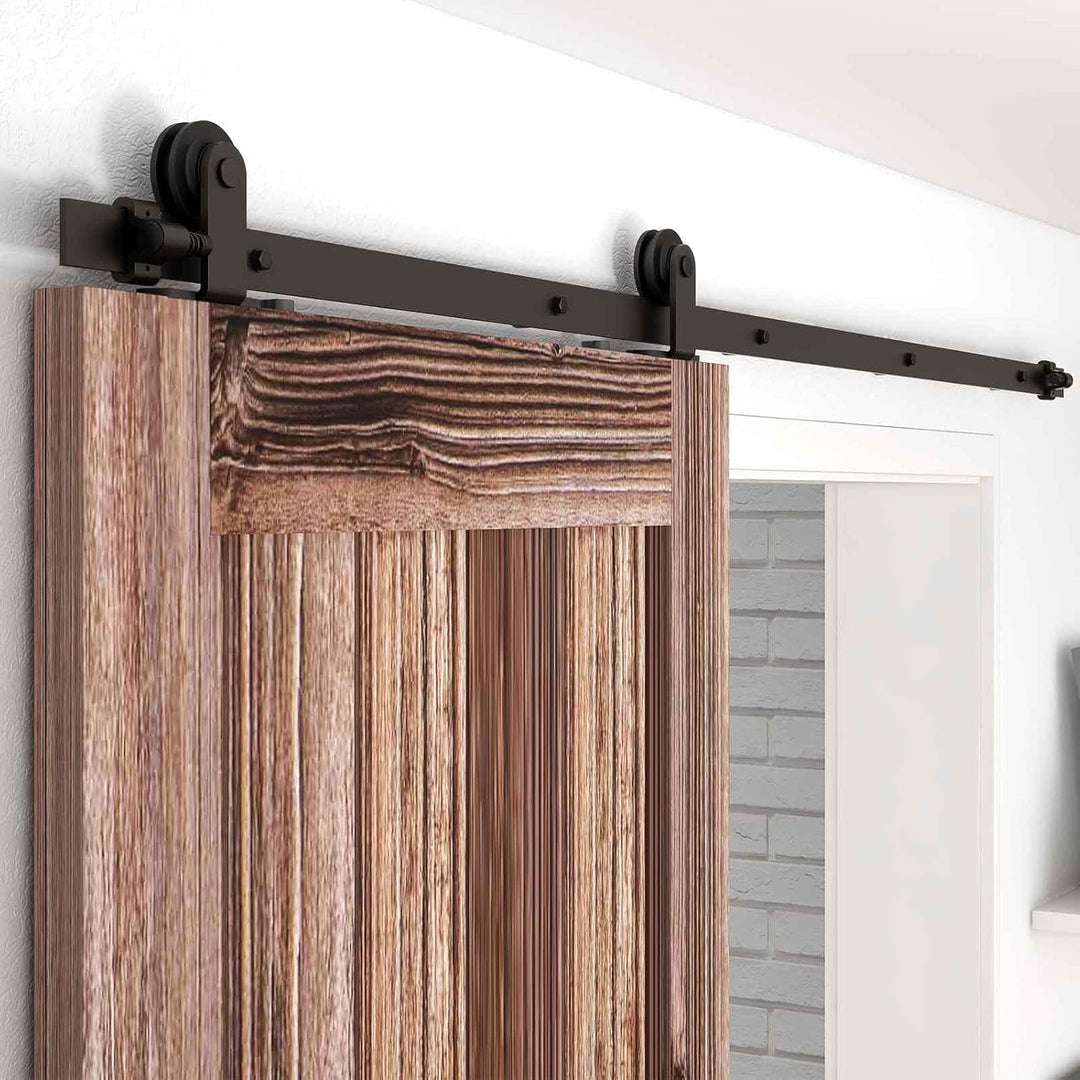 LTIYITL 121CM(4FT) Schiebetürbeschlag Set Schiebetürsystem Laufschiene für Schiebetür Hängeschiene f