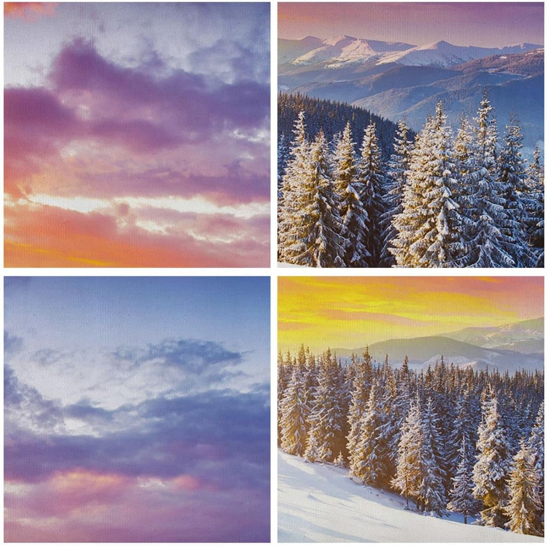 Bilder auf Leinwand 100x70cm Leinwandbild mit Rahmen Berge Schnee Winter Gross Wanddeko Bild Schlafz