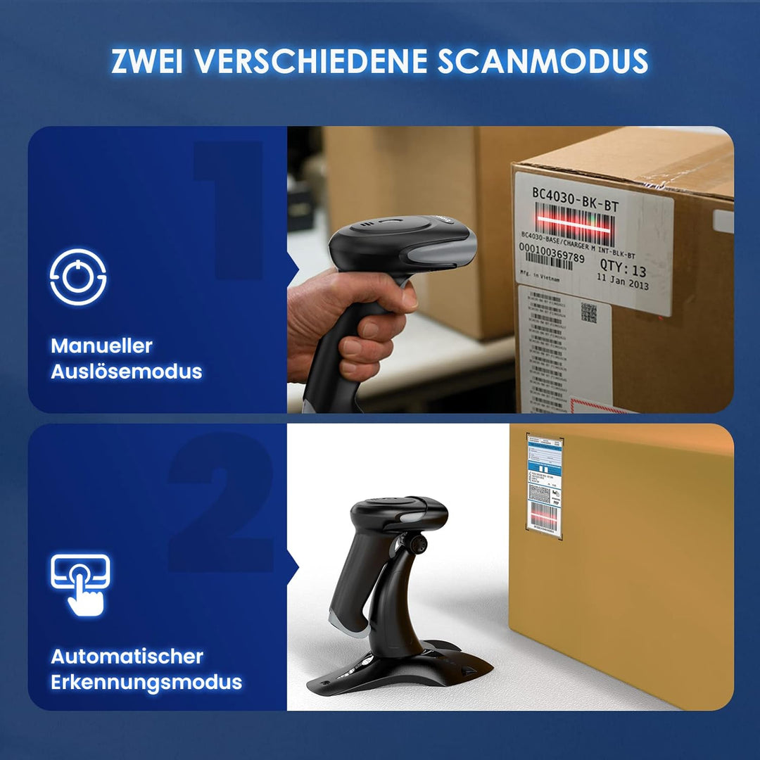 Eyoyo Barcode Scanner 1D 2D QR Handheld, Scanner 3 in 1 Connection Type Bluetooth 2.4G Wireless USB