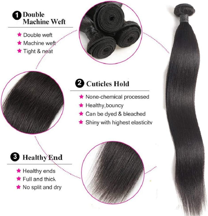 TNICE Brazilian Straight Hair Human Hair 3 Bundles （20" 20" 20"，210g）100% Unprocessed Virgin Brazili