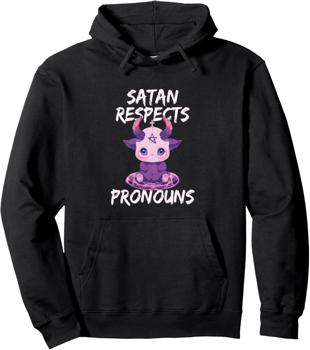 Satan Respects Pronouns Pullover Hoodie