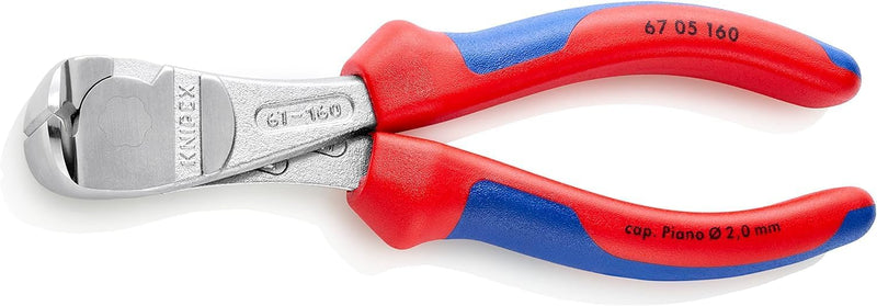 Knipex Kraft-Vornschneider verchromt, mit Mehrkomponenten-Hüllen 160 mm 67 05 160 160 mm verchromt M