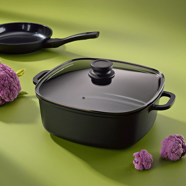 kela Fleischtopf 24 cm mit Glasdeckel ATURA, Kochtopf gross 3,2 Liter, Topf Induktion, Aluguss keram