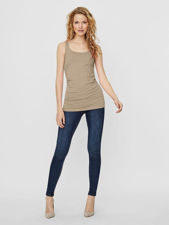 VERO MODA Damen VMMAXI My Soft Long Tank TOP GA 4 10265024 XS Beige (3x Nomad), XS Beige (3x Nomad)