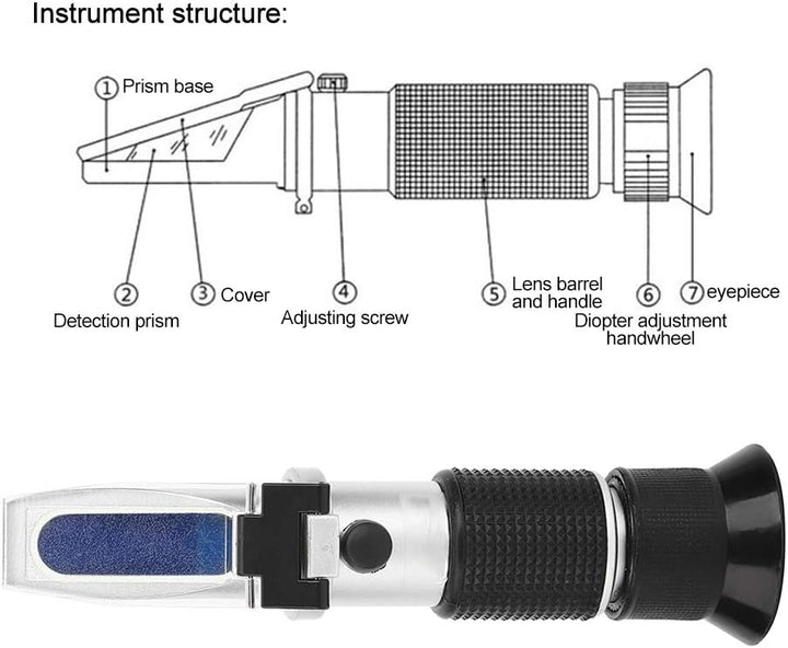 Brix-Refraktometer zur Messung von Zucker, 0-50% Brix-Refraktometer Brix-Refraktometer mit ATC, trag
