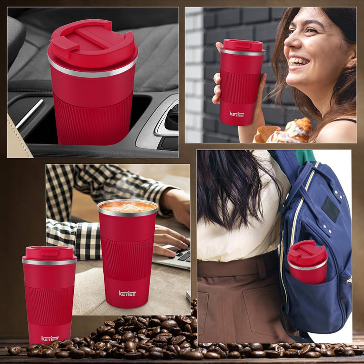 KETIEE Kaffeebecher to go,510ml Thermobecher Kaffee-to-go,Kaffeebecher Thermo,Doppelwandig Reisebech