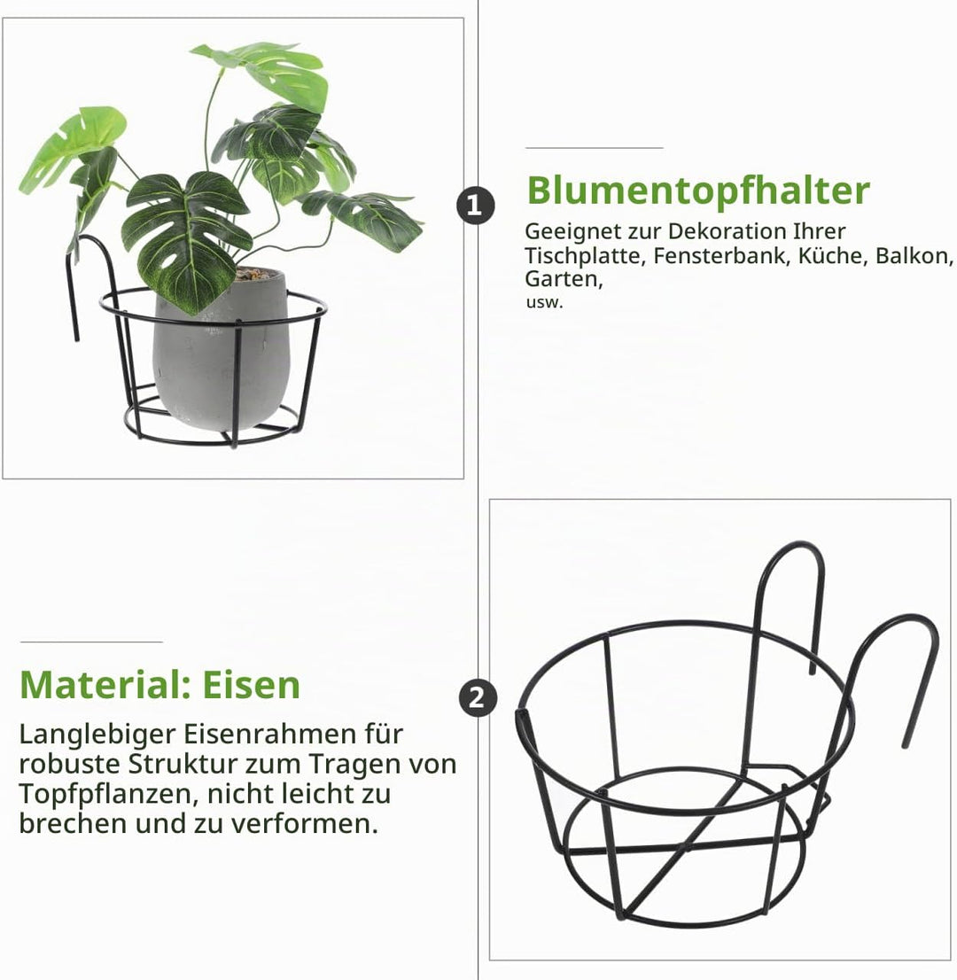 BESPORTBLE 2st Blumentopfständer Pflanzkorb Mit Eisengeländer Runde Pflanzkörbe Mit Hängendem Geländ