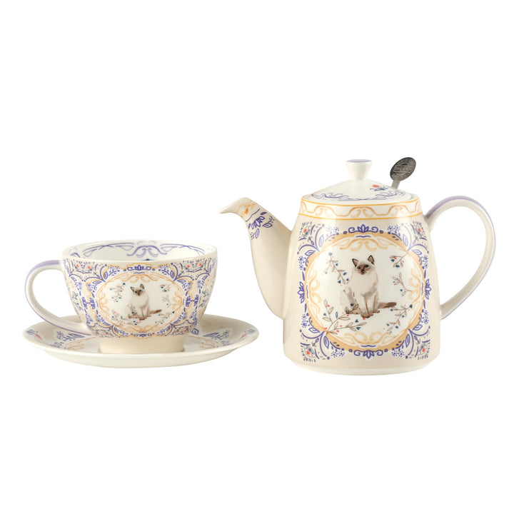 London Pottery Teekannen-Set aus Knochenporzellan, Aternoon-Teeservice für einen, Tiermuster, Teekan