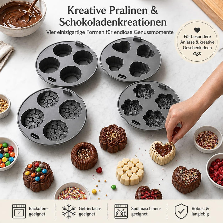 Set 4 runde Silikonformen für Heissluftfritteuse und Backofen Ø19 cm – Wiederverwendbares Airfryer-Z