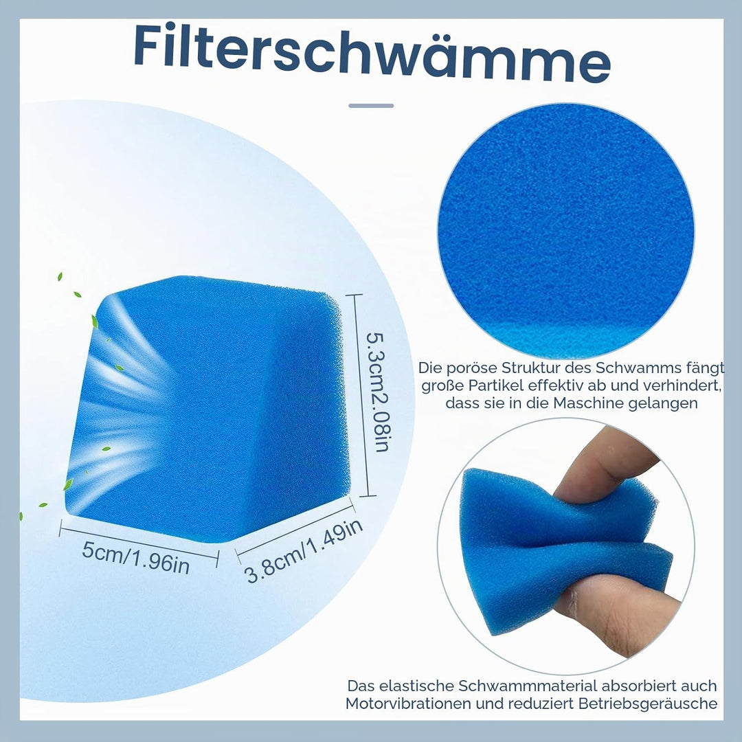 Zubehörset für Jonr ED12 Pro Nass Trockensauger Ersatzteile, 2 Bürstenrolle, 4 Schwamm Filter, 1 Rei