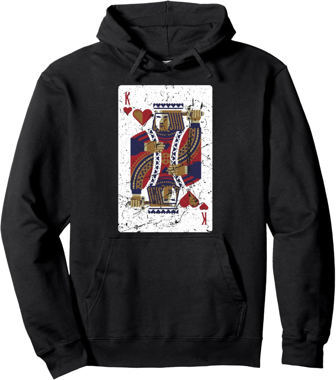 Lustiger Pokerspieler King Of Hearts Card liebt Glücksspiel Pullover Hoodie