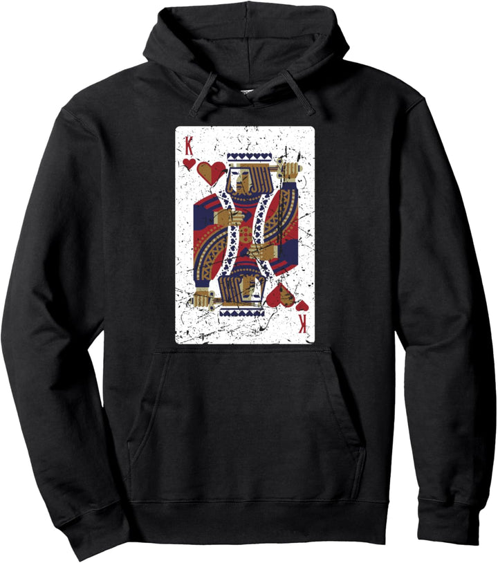 Lustiger Pokerspieler King Of Hearts Card liebt Glücksspiel Pullover Hoodie