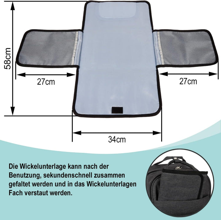 Wickelrucksack Baby Wickeltasche Grosser Stauraum, die Tasche kann am Kinderwagen angehängt werden,