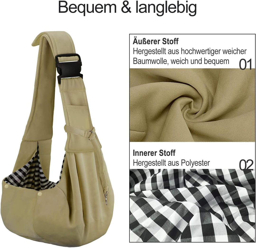 PETLOFT Tragetuch Hund, Reversibel Kleine Hundetrage, Einstellbar Pet Tragetuch, Freisprecheinrichtu