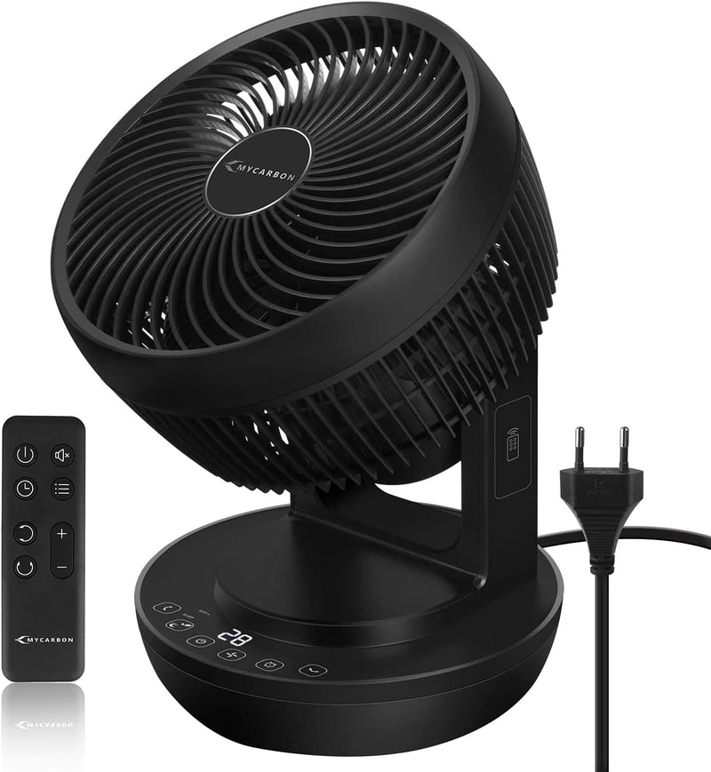 MYCARBON Ventilator Leise Turbo-Ventilator + 3D Luftumwälzer für 30m² |ECO-Mode Klimagerät-Effizienz
