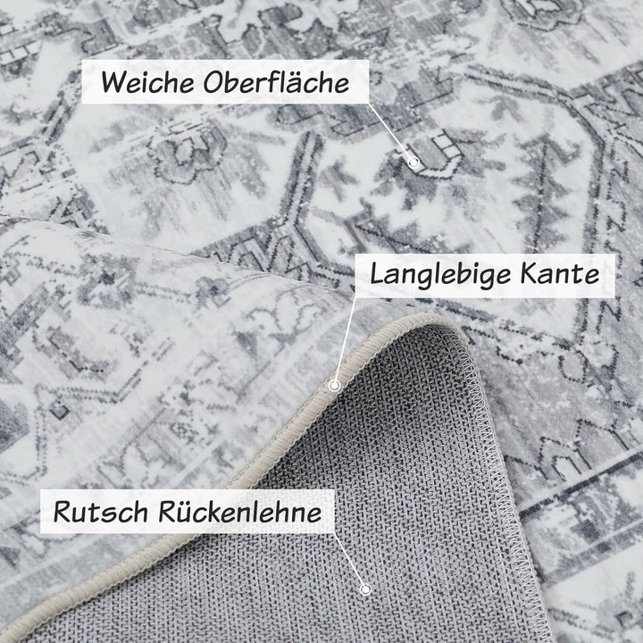 WONGS BEDDING Boho Teppich Wohnzimmer Schlafzimmer Kurzflor Teppiche Waschbar Weich rutschfest Vinta
