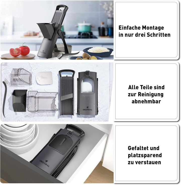 ONCE FOR ALL Gemüseschneider mit Auffangbecken, Gemüsehobel ideal als Pommesschneider & Kartoffelsch