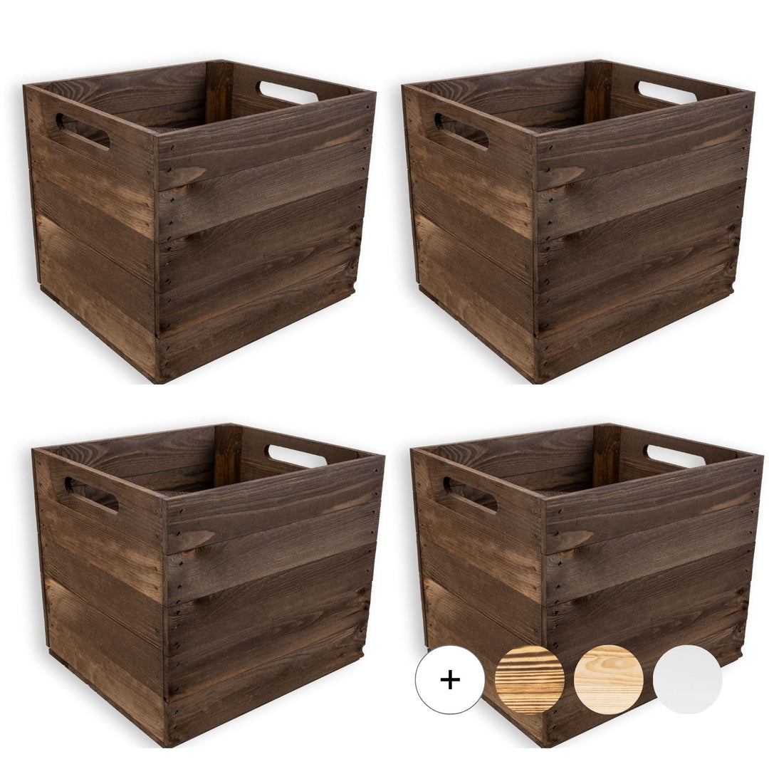 Creative Deco 4 x Holzkiste Wenge passend für Kallax Regal 33 x 37 x 33 cm | Holzbox mit Griffen | G