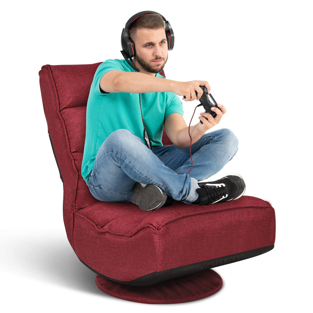 GOPLUS 360° drehbarer Bodenstuhl, klappbarer Bodensessel mit Verstellbarer Rückenlehne, Gamingsessel
