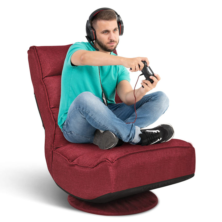 GOPLUS 360° drehbarer Bodenstuhl, klappbarer Bodensessel mit Verstellbarer Rückenlehne, Gamingsessel