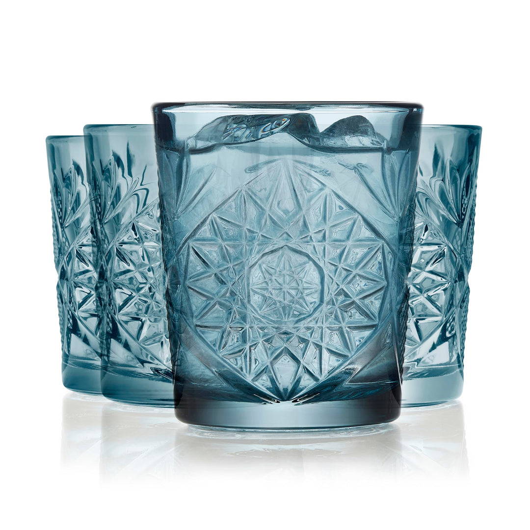 Libbey Hobstar Double Old Fashioned Gläser, 340 ml, Blau, 4 Stück, Blau