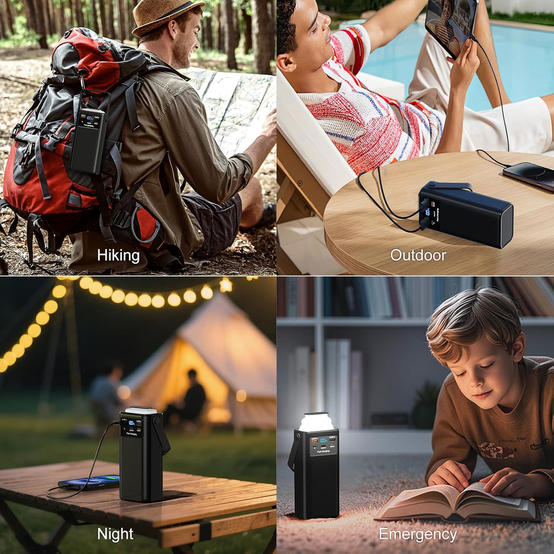 60000mAh Power Bank with Cable, 30W Powerbank PD USB C Schnellladefunktion Externe Akku mit LED-Disp