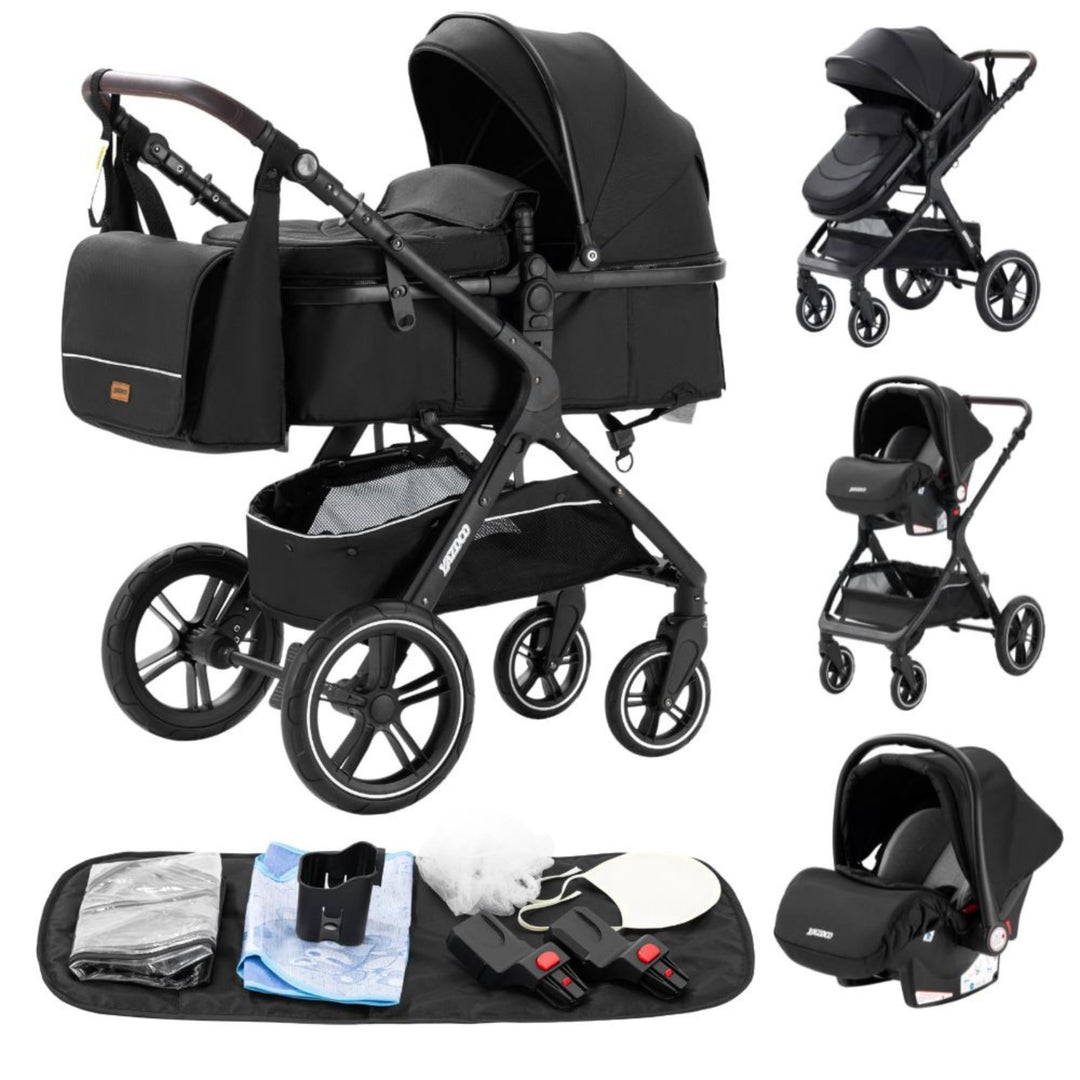 YAZOCO Kompakter 3 in 1Kinderwagen Anstout Terrain Luxus Hohe Landschaft Vierfacher Kinderwagen 0-36