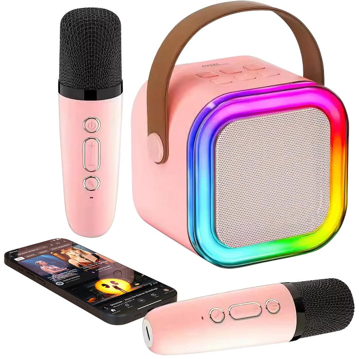 auvisio Karaoke Anlage: Karaoke-Maschine mit 2 Mikrofonen, RGB-LEDs, Bluetooth, USB, microSD (Karaok