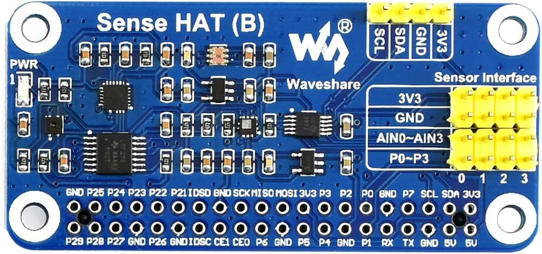 Waveshare Sense HAT (B) for Raspberry Pi Onboard Multi Powerful Sensors Such as Gyroscope Accelerome