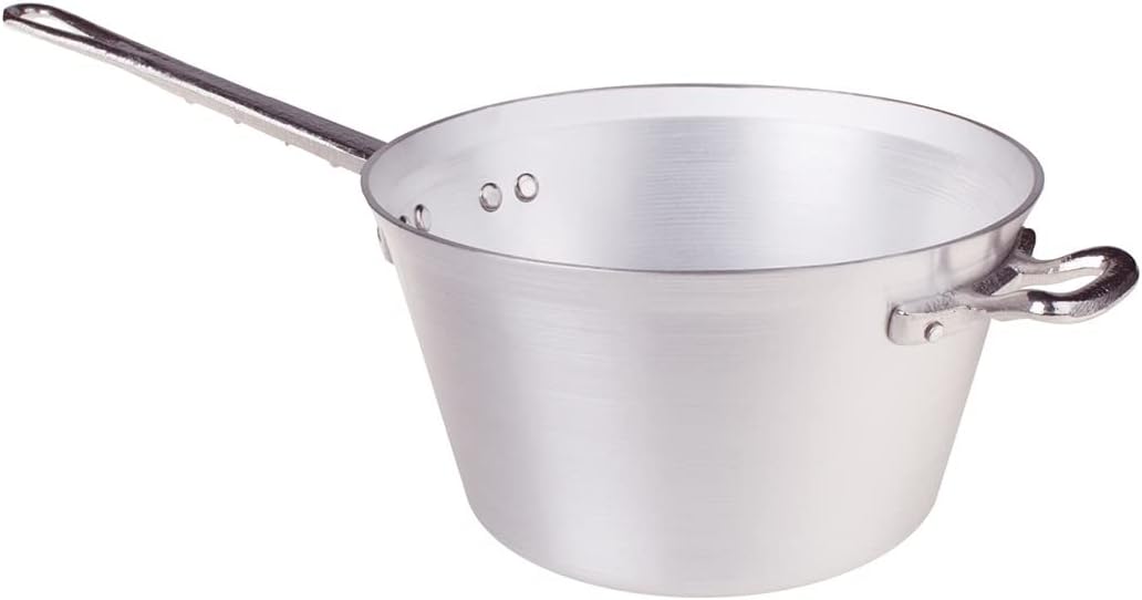 Pentole Agnelli Kessel für Polenta, aus Aluminium, mit Griff und Griff aus Edelstahl, Silber 22 cm S