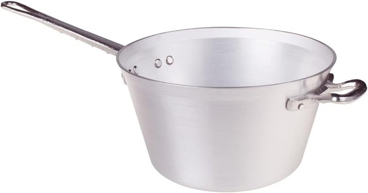 Pentole Agnelli Kessel für Polenta, aus Aluminium, mit Griff und Griff aus Edelstahl, Silber 24 cm S