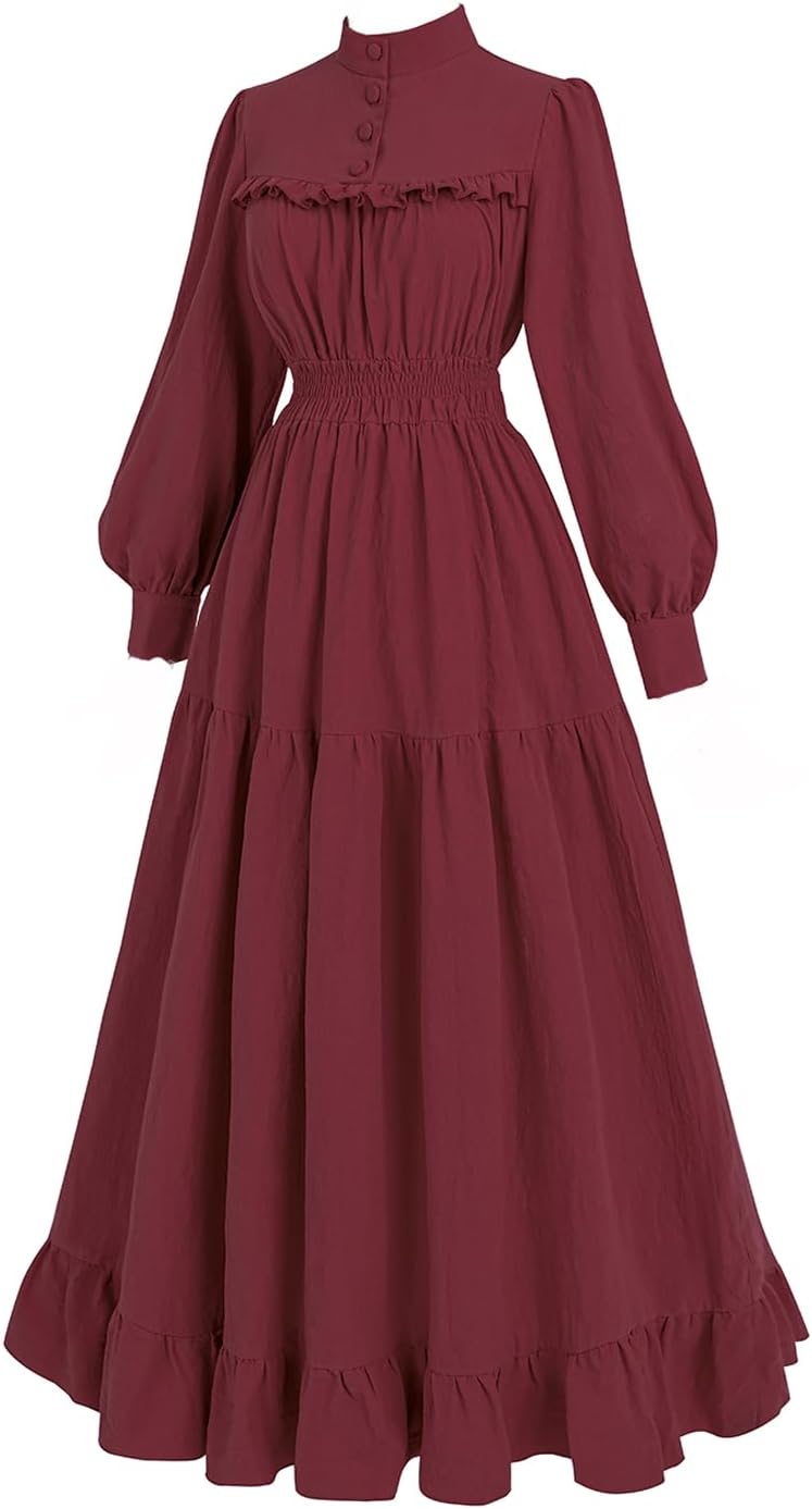 CR ROLECOS Viktorianisches Kleid Gothic Mittelalter Vintage Edwardianisches Kleid Damen Karneval Fre