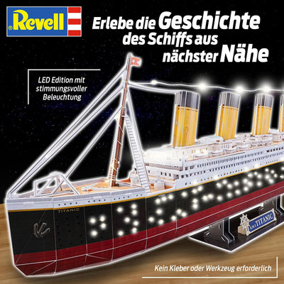 Revell RMS Titanic LED Edition 3D Puzzle | Detailgetreue Nachbildung des legendären Schiffs | Histor