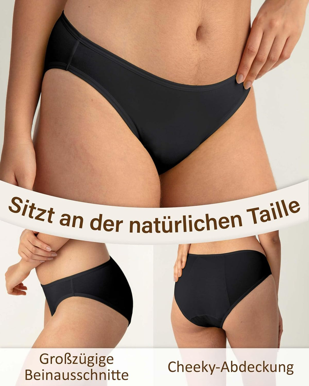 Neione Damen Perioden Unterwäsche | Super Weiche Bikinislips XXS 3er-pack All Black, XXS 3er-pack Al