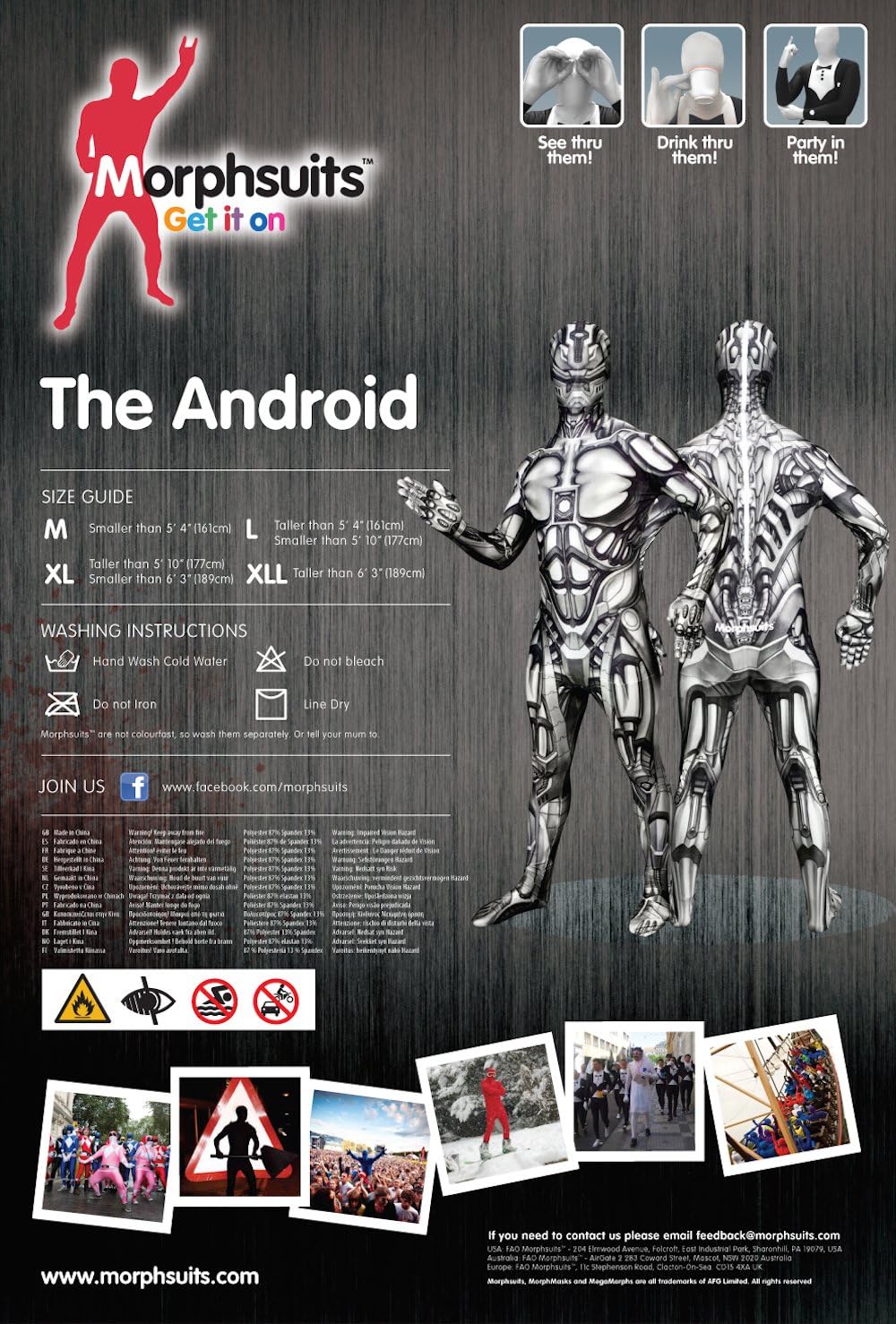 Morphsuits Roboter Kostüm für Erwachsene, Monster Verkleidung, Halloween und Karneval - L L Roboter,