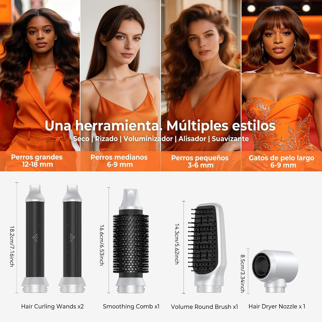 Hairstyler 5 in 1, Coandă-Effekt Haarstyler &amp; High-Speed Föhnbürste, 350g Set mit automatischem Lock