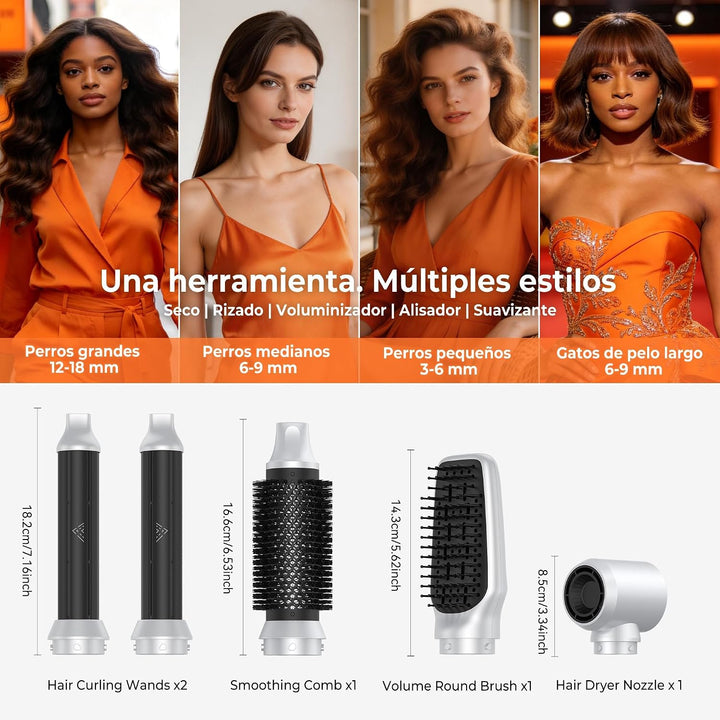 Hairstyler 5 in 1, Coandă-Effekt Haarstyler &amp; High-Speed Föhnbürste, 350g Set mit automatischem Lock