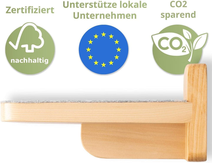 WOOWOOD®️ Kletterwand Katzen | Katzentreppen 3er-Set | Katzentreppe Wand | Katzenleiter | Katzenwand