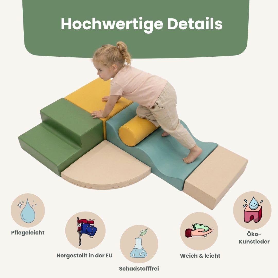 IGLU SOFT PLAY 6er Softbausteine Set für Kinder – XXL Kletterbausteine & Schaumstoff-Bausteine – Abe