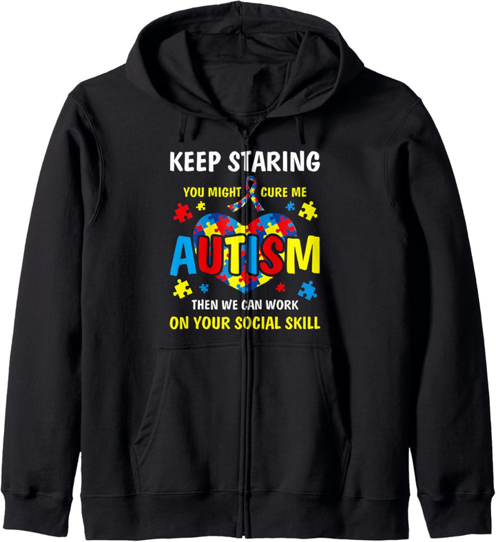 Keep Staring You Might Cure My Autism Puzzle Autism Ribbon Kapuzenjacke