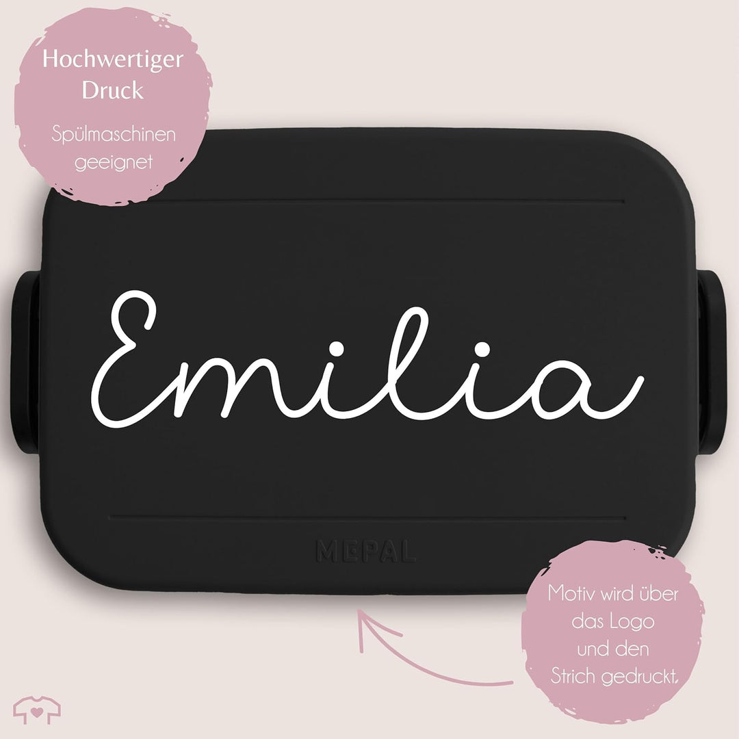 Bento Box Midi Lunchbox für Mepal Bentobox - Wunschtext - Kinder Brotdose Wunschname in Schreibschri