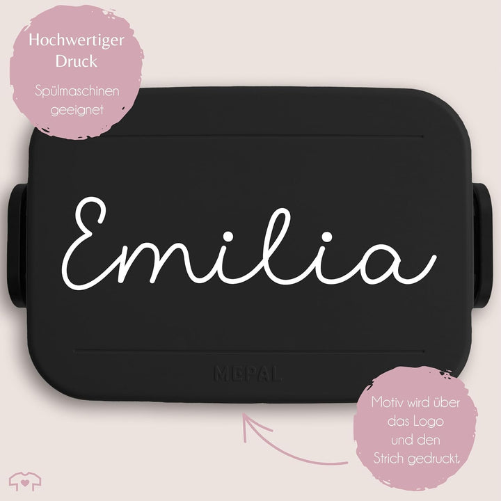 Bento Box Midi Lunchbox für Mepal Bentobox - Wunschtext - Kinder Brotdose Wunschname in Schreibschri