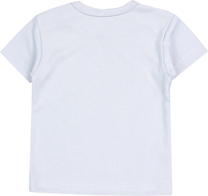 Baby Jungen Kurzarm T-Shirt mit Aufdruck Unifarben Sterne Streifen 5er Set, Baby Junge