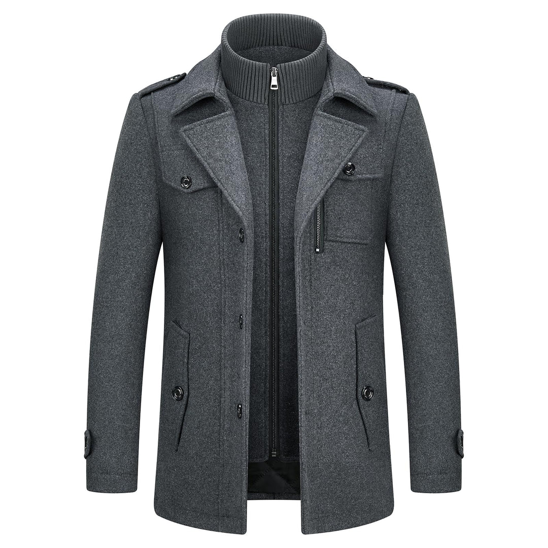 KUDORO Herren Wintermantel Wolle Kurzmantel Herren Wollmantel Mittellang Slim Fit für Business Freiz